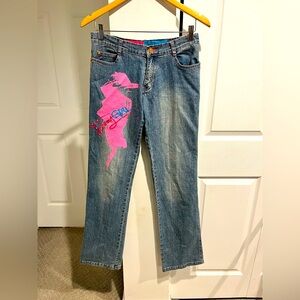 Vintage Retro Johnny Girl 1990’s Jeans Graffiti Front Juniors 9 Grunge RARE HTF